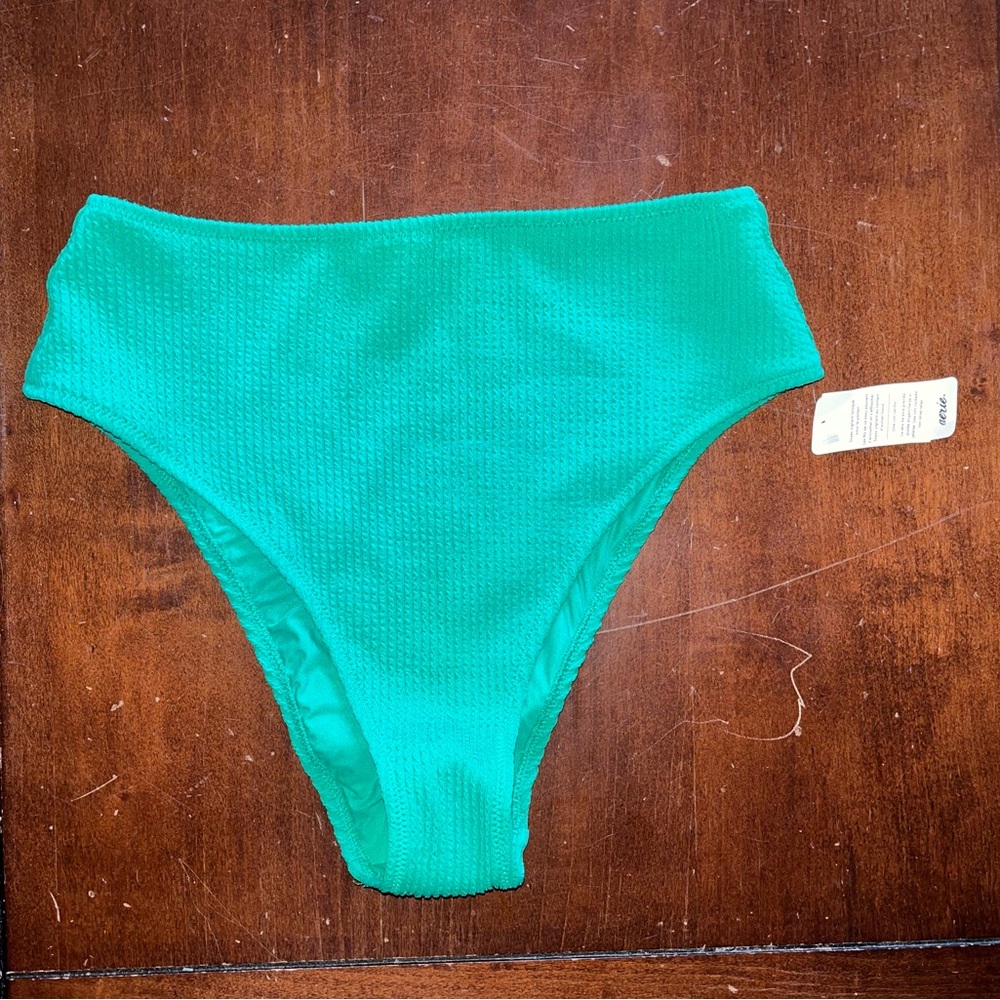 aerie crinkle high cut cheeky bikini bottoms